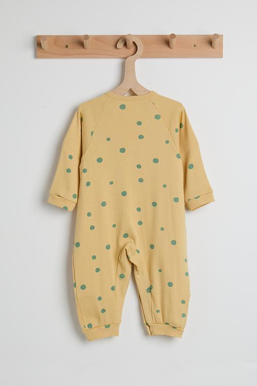 Ribbed spot aop romper - naples yellow