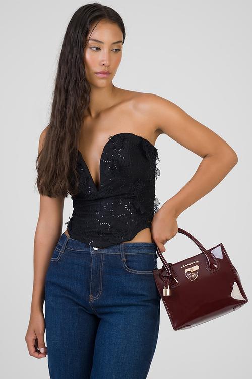 Miriam Medi Tote Patent - Burgundy