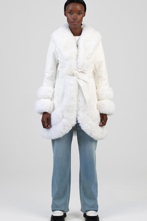 You Do You Faux Fur-Trimmed Coat - Cream/Off White