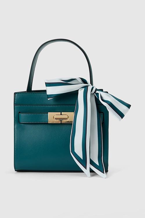 Serin small lock top handle bag in crystal teal