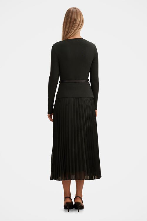 Daphne long sleeve midi dress in deep green