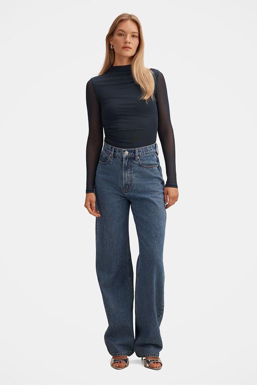 Charlotte High Neck Long Sleeve Top in Night Sky