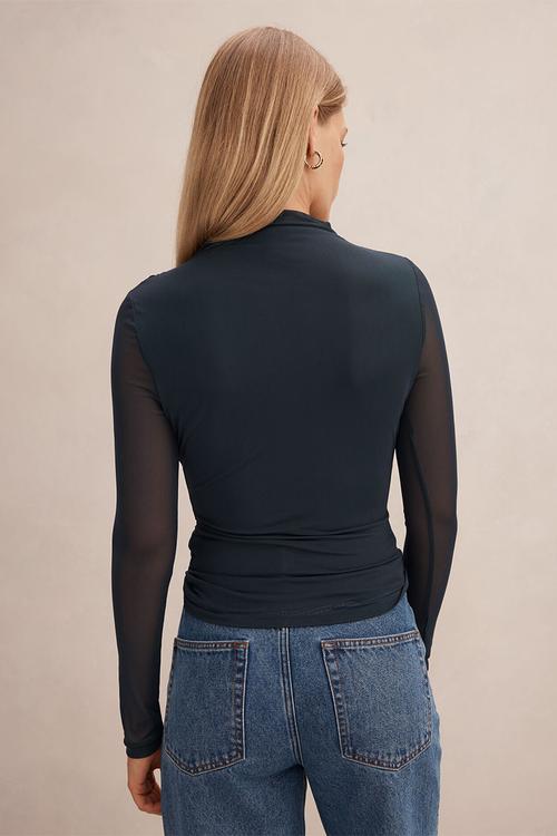 Charlotte High Neck Long Sleeve Top in Night Sky