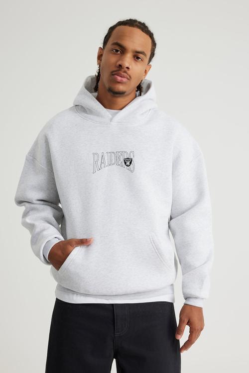 Nfl Hoodie - Lcn Nfl Silver Marle/Raiders Outline