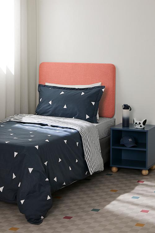 200TC reversible duvet cover set - glaucous blue/triangle aop