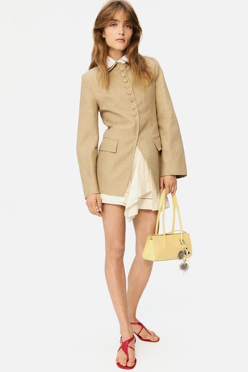 H&M Studio: Linen-blend hourglass blazer - beige
