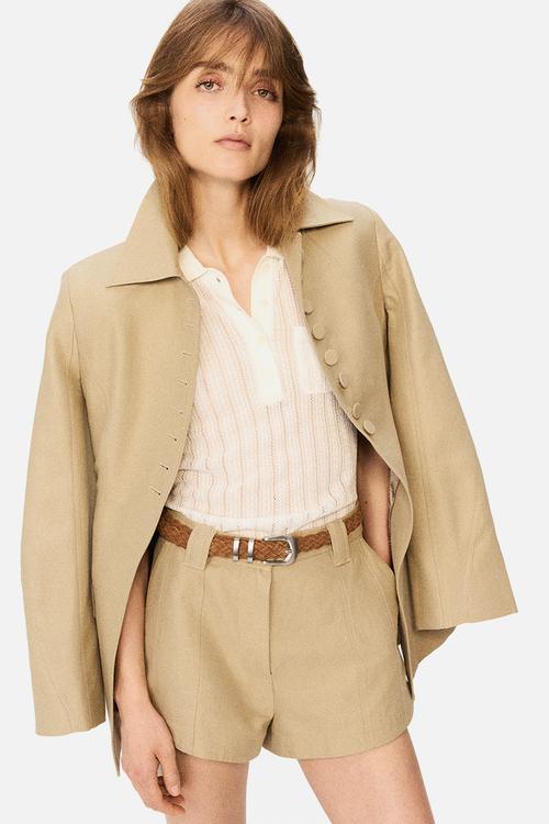 H&M Studio: Linen-blend hourglass blazer - beige