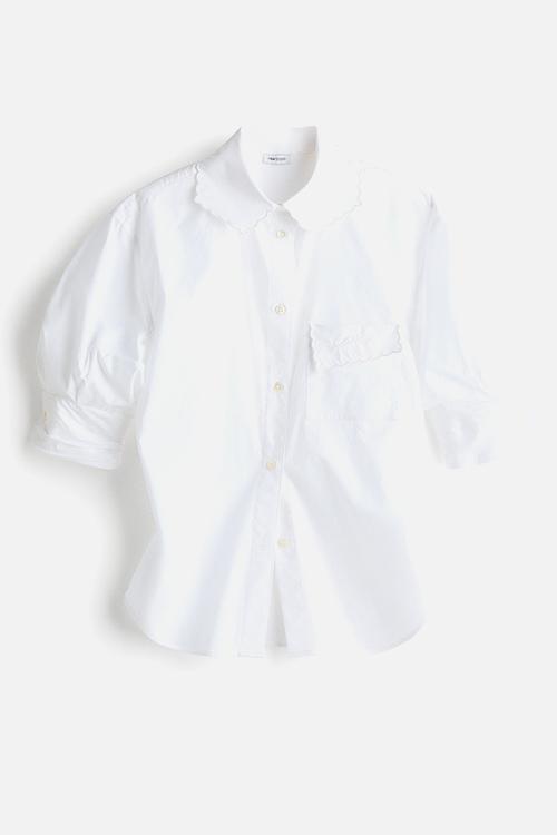 H&M Studio: Ruched-sleeve poplin shirt - white