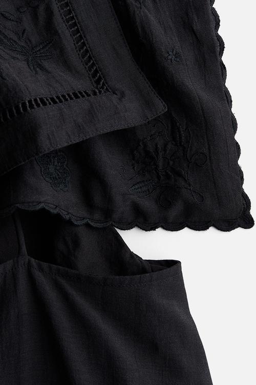 H&M Studio: Sailor-collared broderie anglaise dress - black