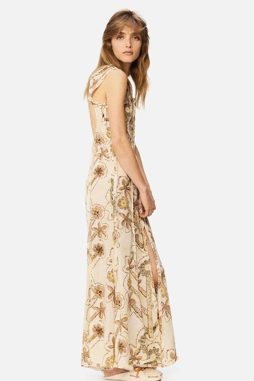 H&M Studio: Floral-print ruffled open-back dress - cream/floral