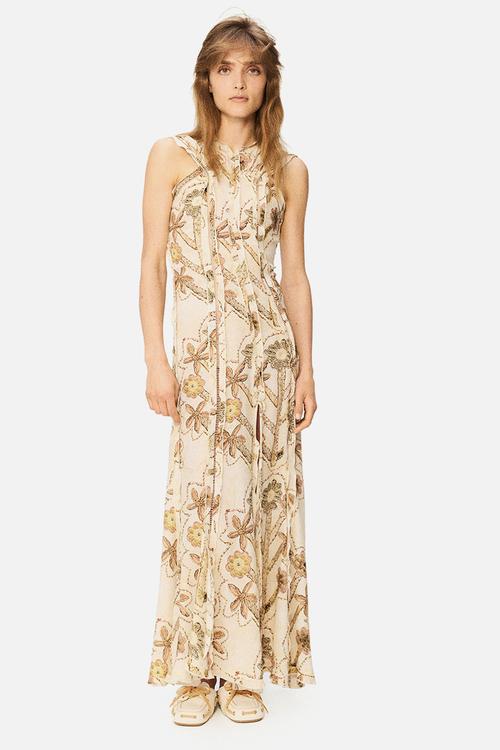 H&M Studio: Floral-print ruffled open-back dress - cream/floral