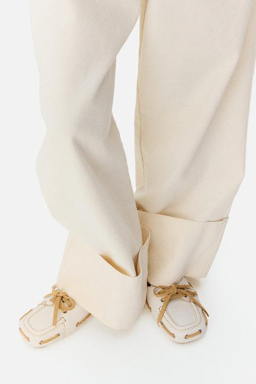 H&M Studio: Leather loafer mules - cream