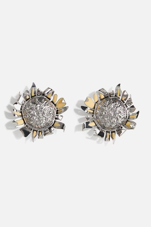 H&M Studio: Sunflower clip earrings - silver-coloured/sunflowers