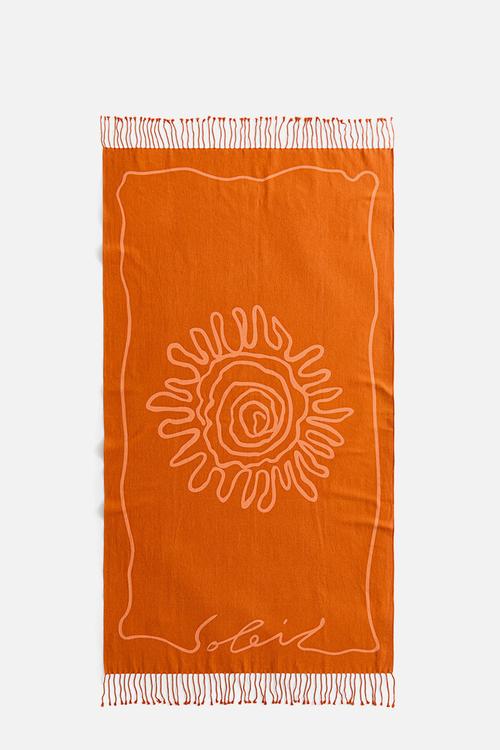 H&M Studio: Fringed cotton beach towel - orange/sunflower