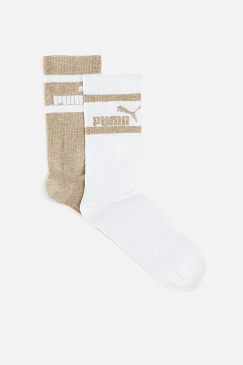 Mens 2 Pk Mid Calf No.1 Logo Sock - Puma White / Camel