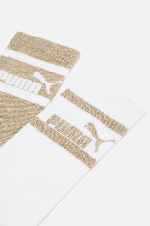 Mens 2 Pk Mid Calf No.1 Logo Sock - Puma White / Camel