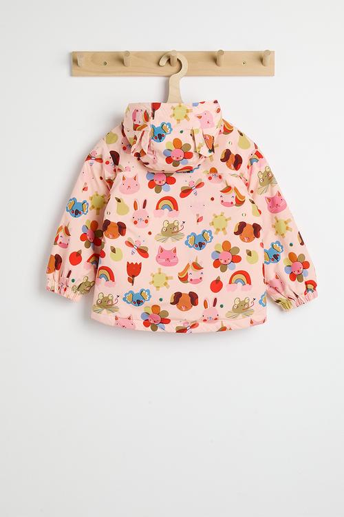 Printed hooded jacket - melon pink/multi