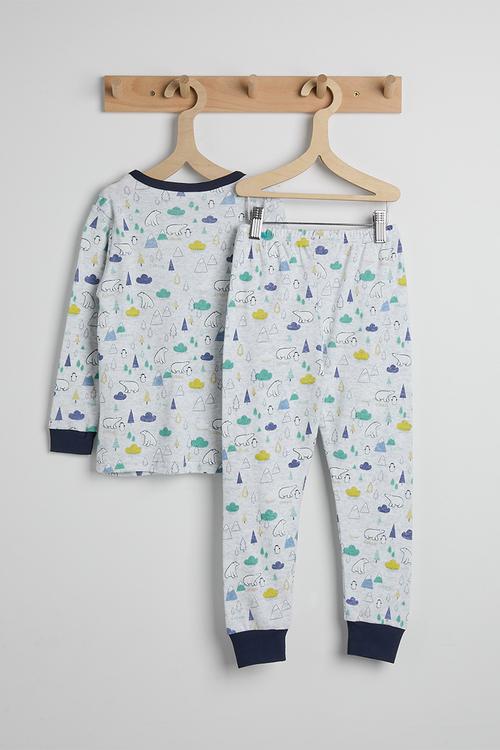 Pj set - white/navy/multi