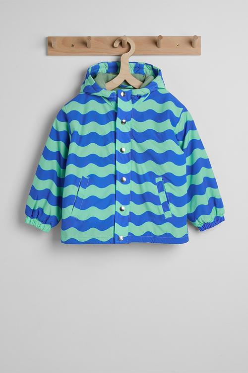 Wavy striped hooded jacket - blue/green
