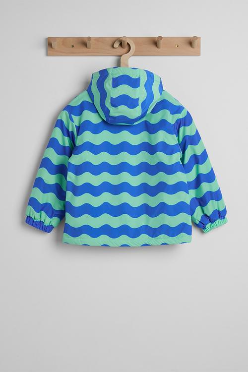 Wavy striped hooded jacket - blue/green