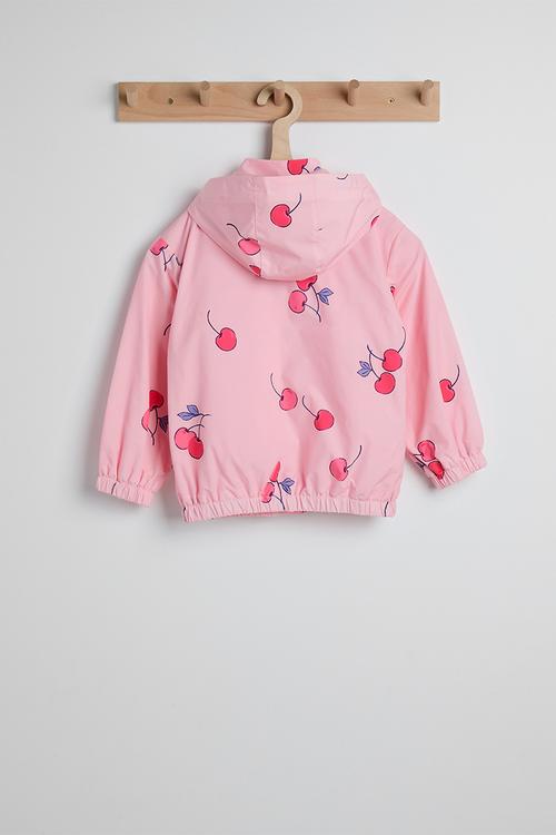 Aop hooded zipper jacket - pink/cherries