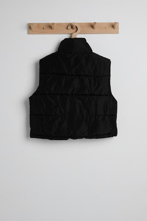 Collared padded vest - black