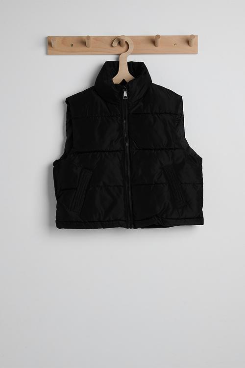 Collared padded vest - black