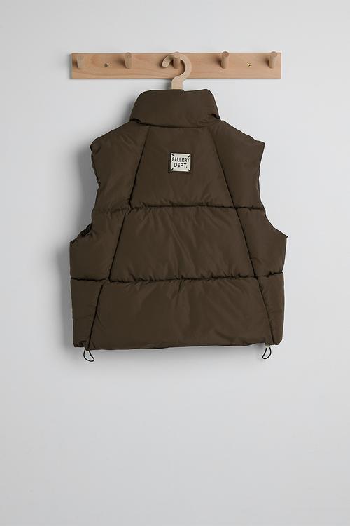 Padded funnel neck vest - coffee