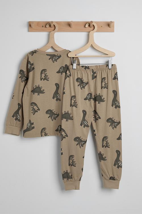 Dino aop pj set - mocha