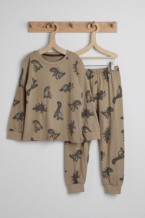 Dino aop pj set - mocha