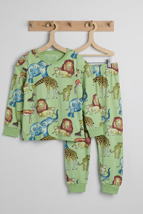 Pj set - green/safari multi
