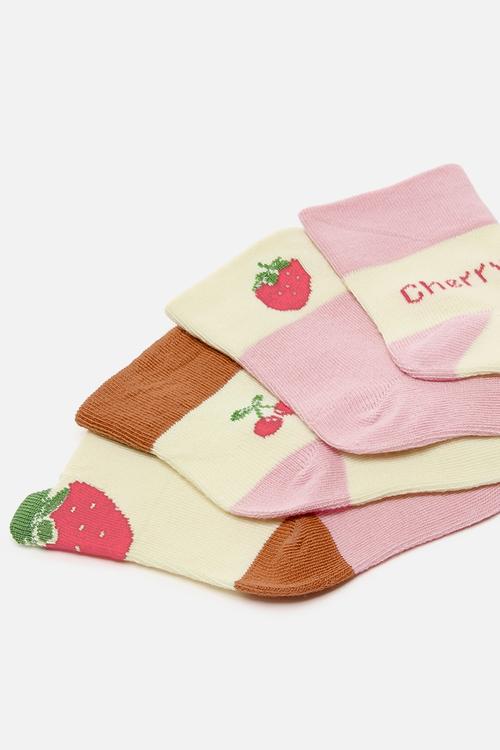 4 pack baby crew socks - pink/cream/multi