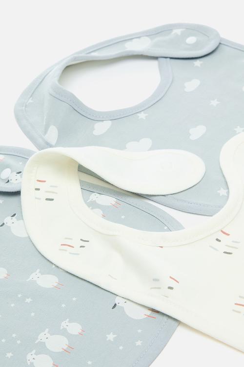 3 pack bibs - baby blue/off white/multi