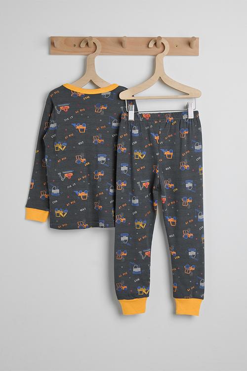 Pj set - navy/mustard/multi