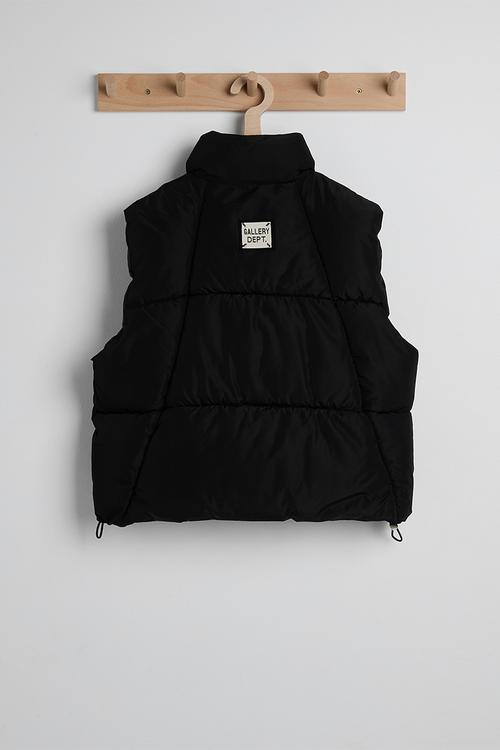 Padded funnel neck vest - black