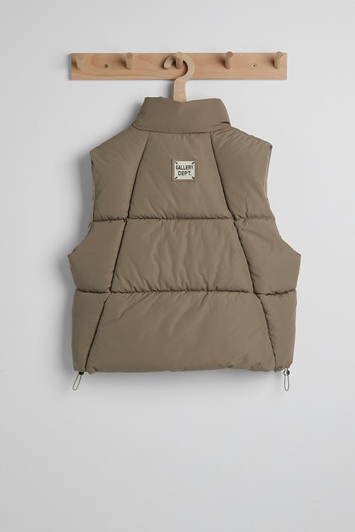 Padded funnel neck vest - khaki