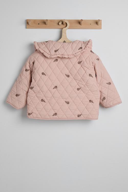 Peter pan collar quilted jacket - pink