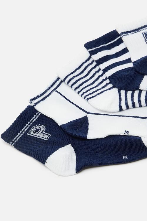 5 pack crew socks - navy/white
