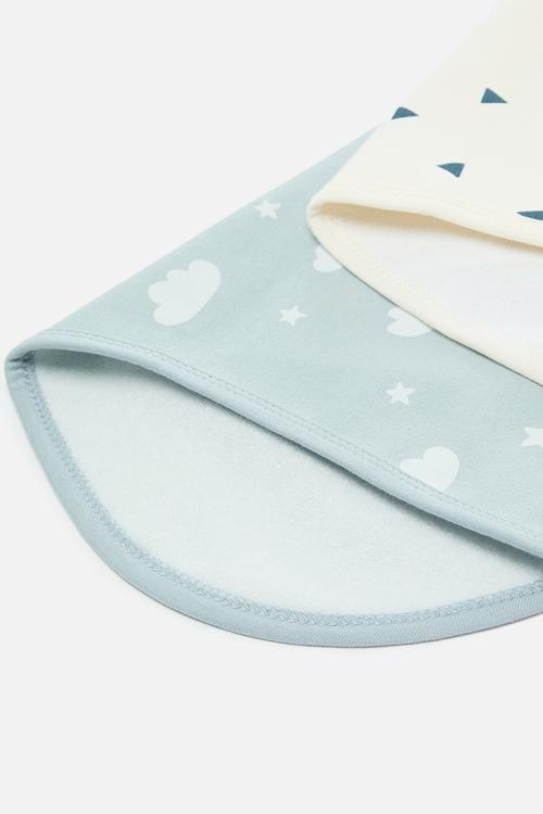 2 pack burp cloth - blue/cream/multi