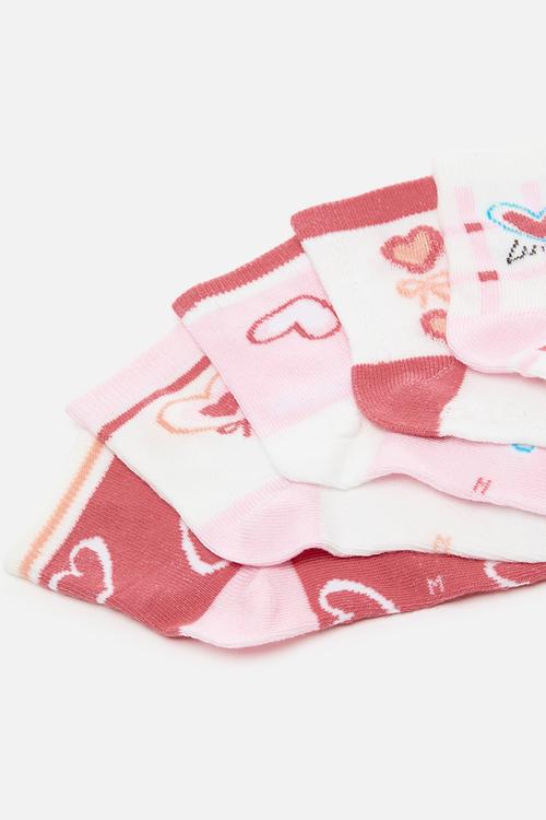 5 pack crew socks - pink/multi