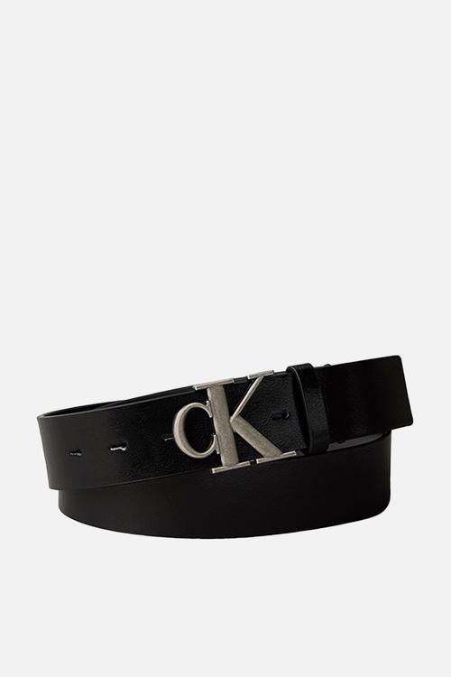 Ck Buckle Tumbled 35Mm - Black/Antique Silver
