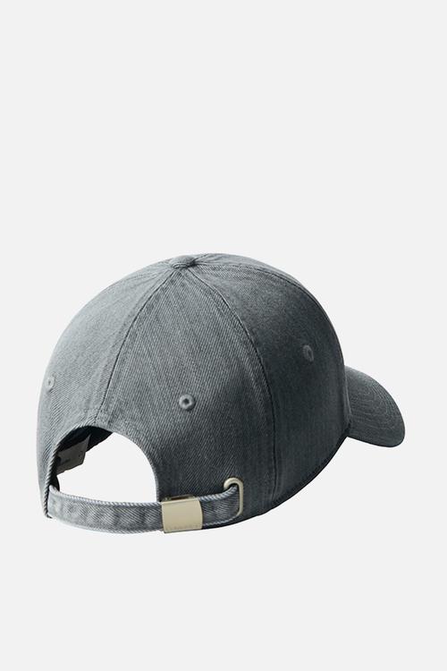 Monologo Embroidery Denim Baseball Cap - Dark Grey