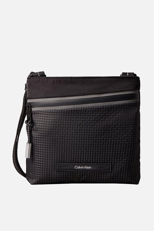 Striped Utility Zip Flatpack - Black