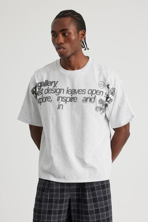 Open Gallery Box Fit Tshirt - Og Silver Marle/Front Text