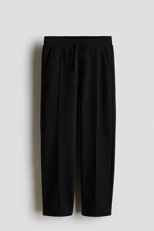 Tapered piqu? trousers - black