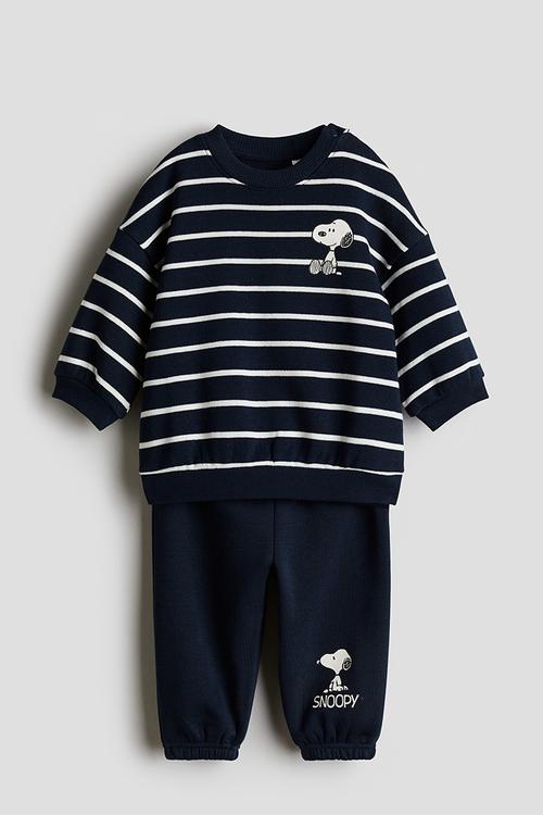 2-piece printed sweatshirt set - navy blue/snoopy