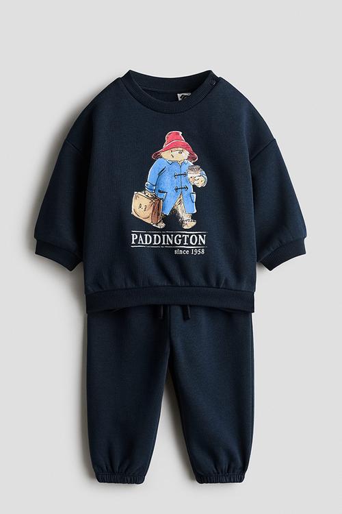 2-piece printed sweatshirt set - navy blue/paddington bear