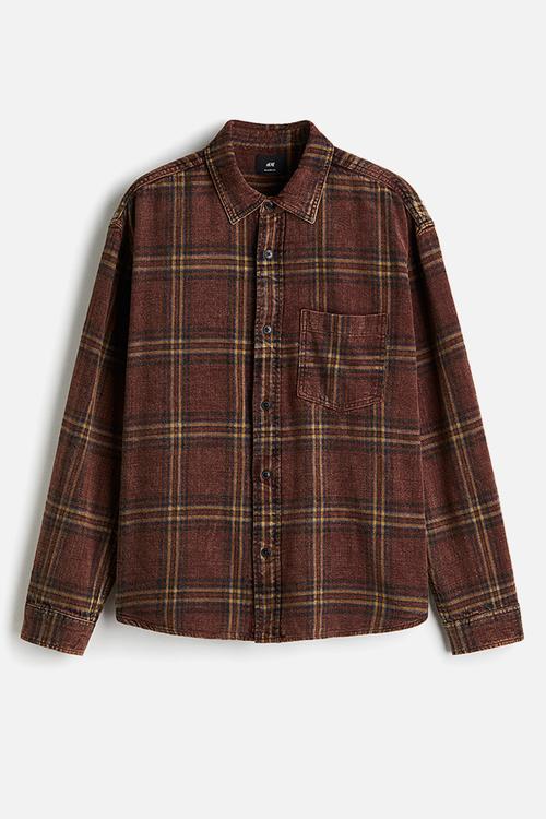 Relaxed fit shirt - burgundy checked