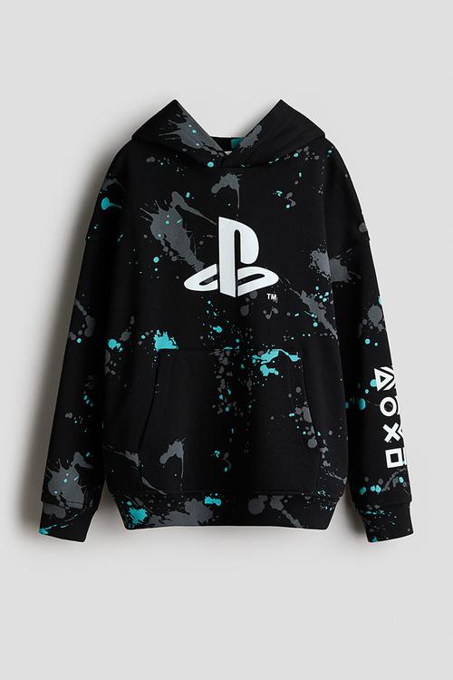 Printed hoodie - black/playstation