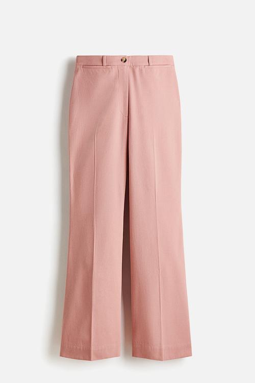 Flared twill trousers - dusty pink